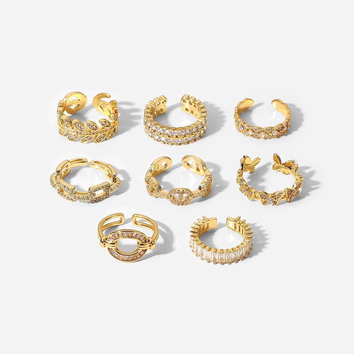 INS Chic 18K Gold Plated Zircon Open Ring