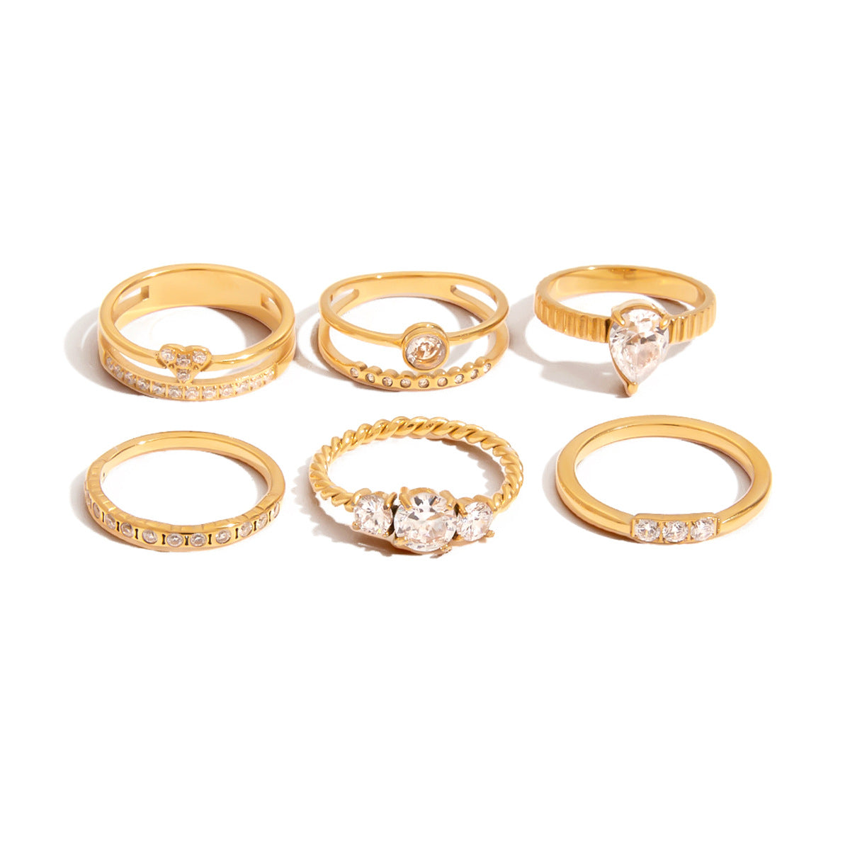 Fade-Resistant Zircon Titanium Steel Ring | Light Luxury Statement Band