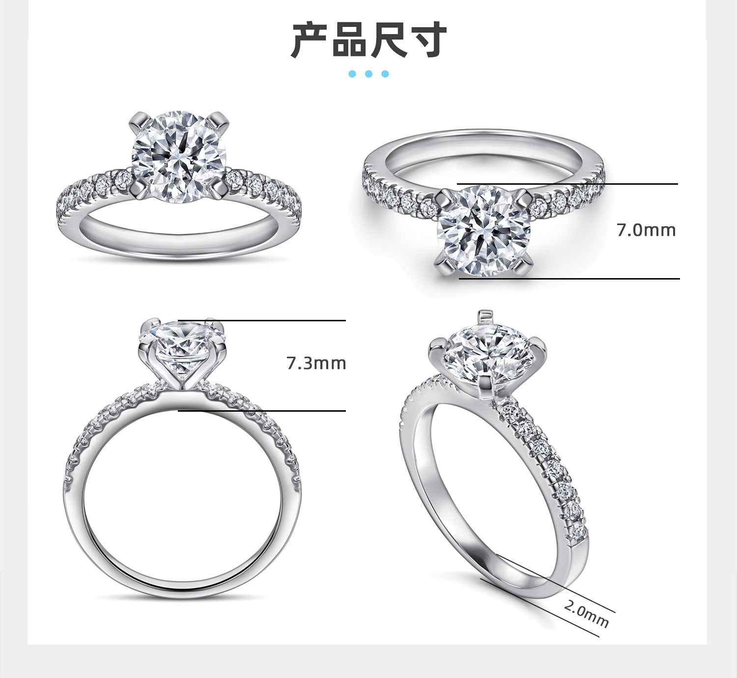 1.2ct Stylish 925 Sterling Silver CZ Statement Ring for Women - Fashion Jewelry