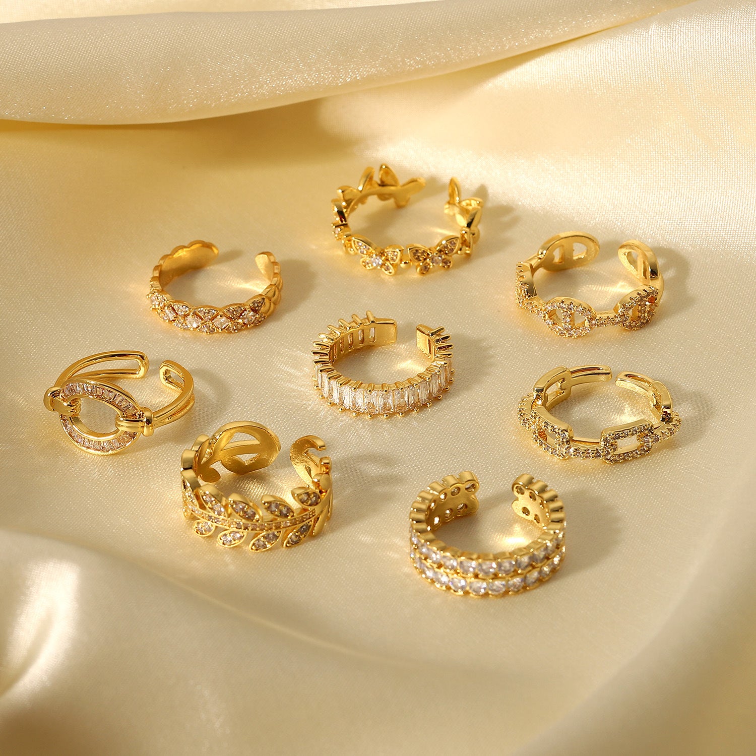 INS Chic 18K Gold Plated Zircon Open Ring