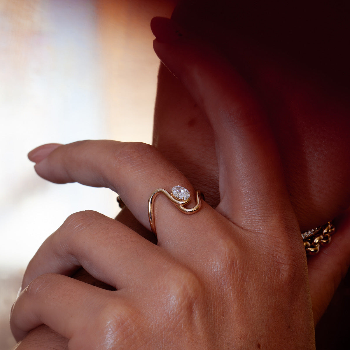 Fade-Resistant Zircon Titanium Steel Ring | Light Luxury Statement Band