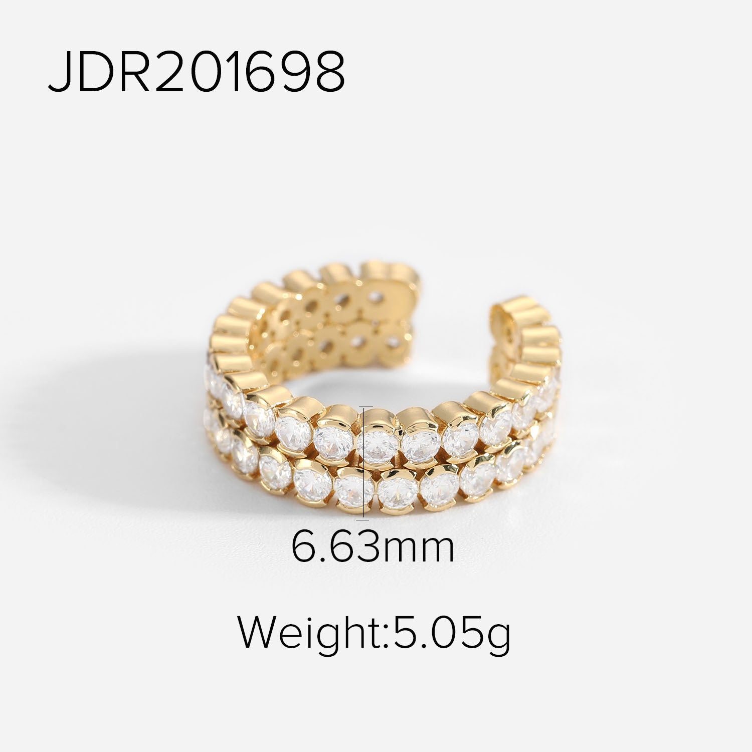 INS Chic 18K Gold Plated Zircon Open Ring