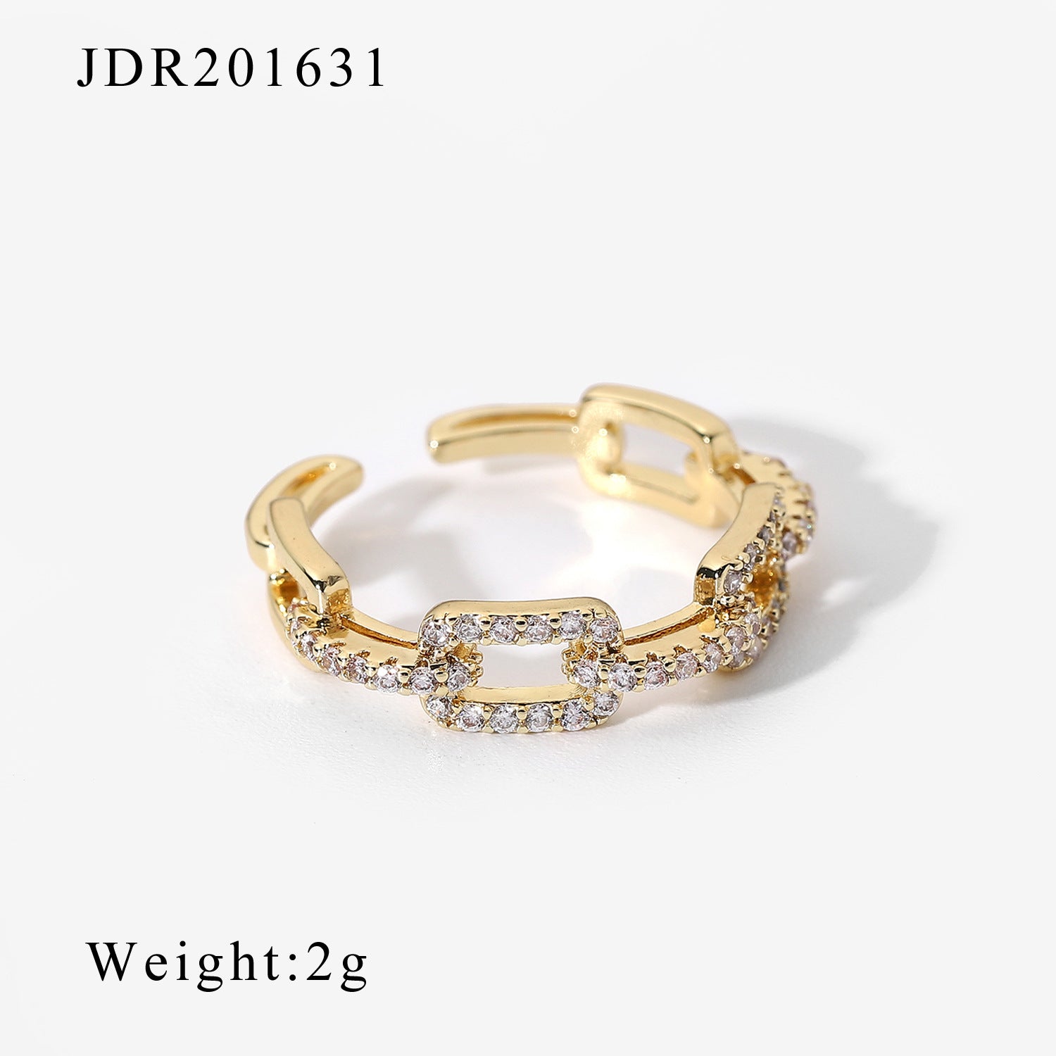 INS Chic 18K Gold Plated Zircon Open Ring