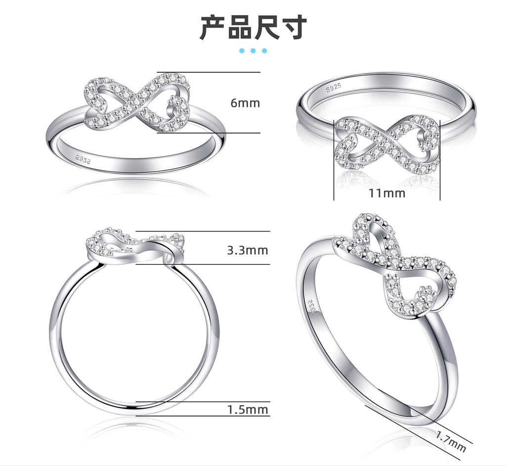 Women's 925 Sterling Silver Bow Heart Ring | Ins Style Designer Silver Jewelry