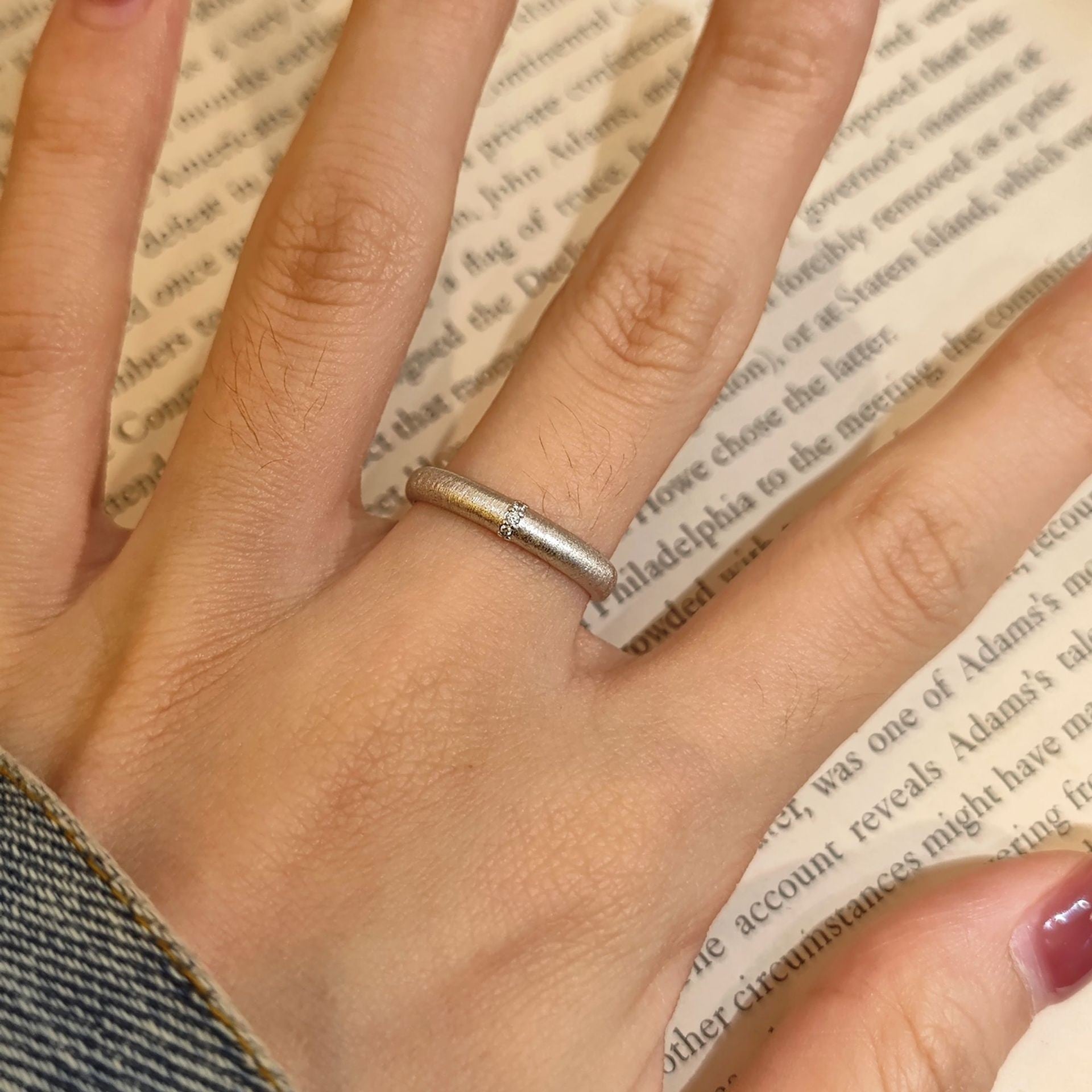 Vintage Italian Brushed 925 Sterling Silver Ring for Women