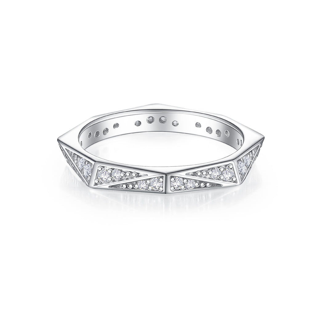 925 Sterling Silver Full Pave CZ Eternity Band | Women's Wedding Ring, Full Circle Diamond-Look Ring
