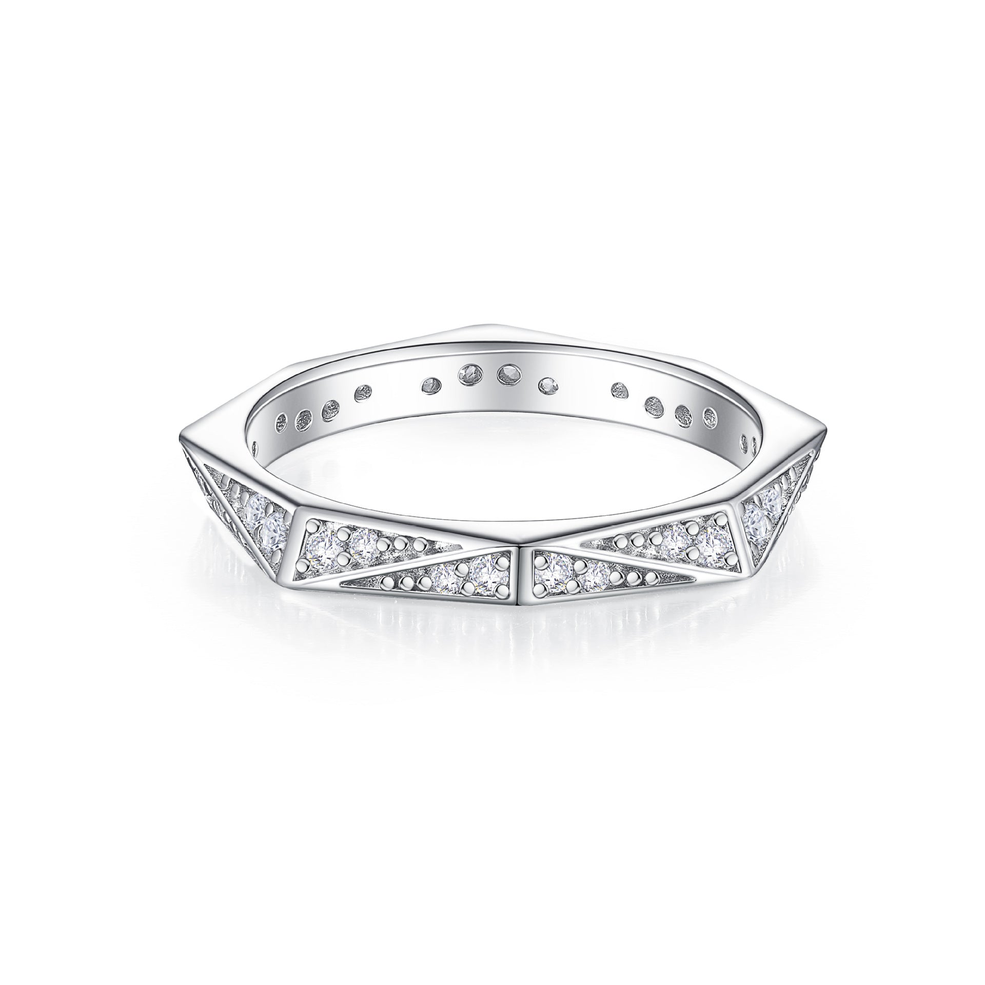 925 Sterling Silver Full Pave CZ Eternity Band | Women's Wedding Ring, Full Circle Diamond-Look Ring