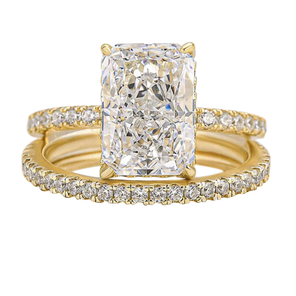 S925 Sterling Silver Sparkling Ice Flower Cut CZ Ring Set - High Quality Luxury Ins Style Stackable Rings