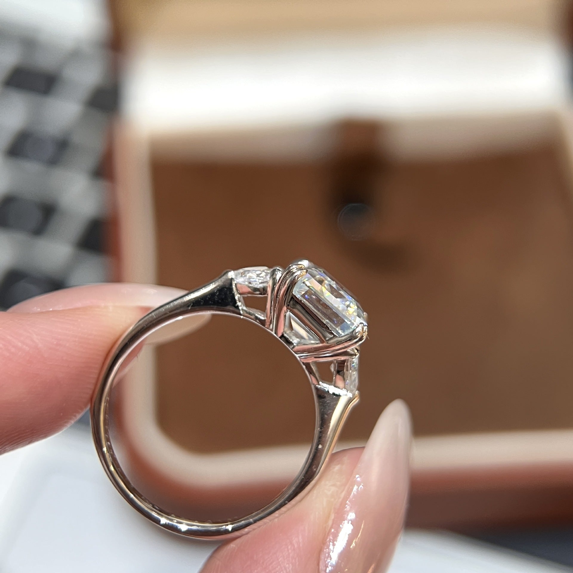 4 Ct Cushion Cut Moissanite Ring in 925 Sterling Silver, 8x10mm Wedding Engagement Band, Luxury Fashion Jewelry Gift for Women