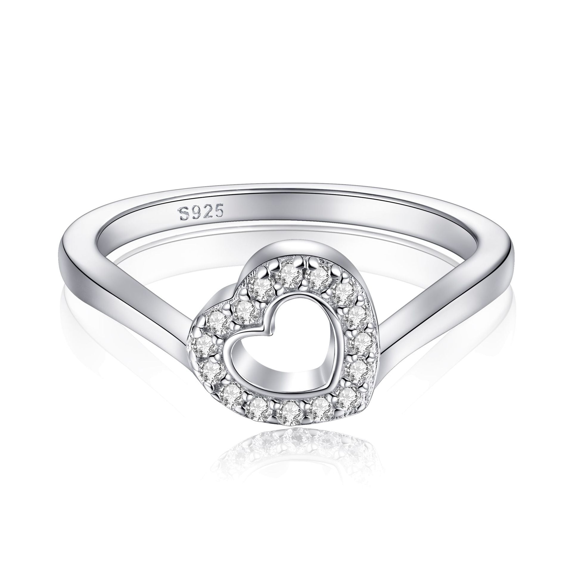Designer 925 Sterling Silver Filigree CZ Heart Ring for Women