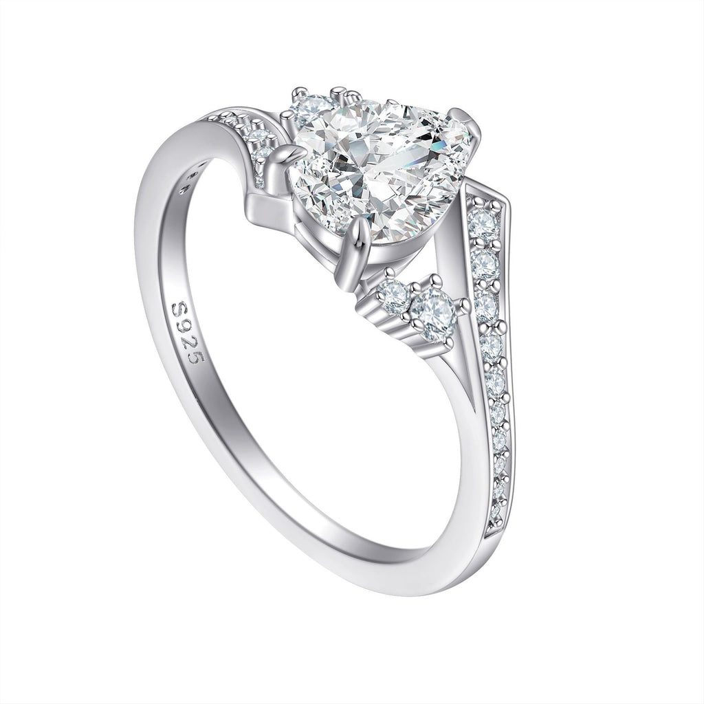 High-End 6x8mm Teardrop 925 Sterling Silver Ring | 1.25ct CZ Silver Jewelry