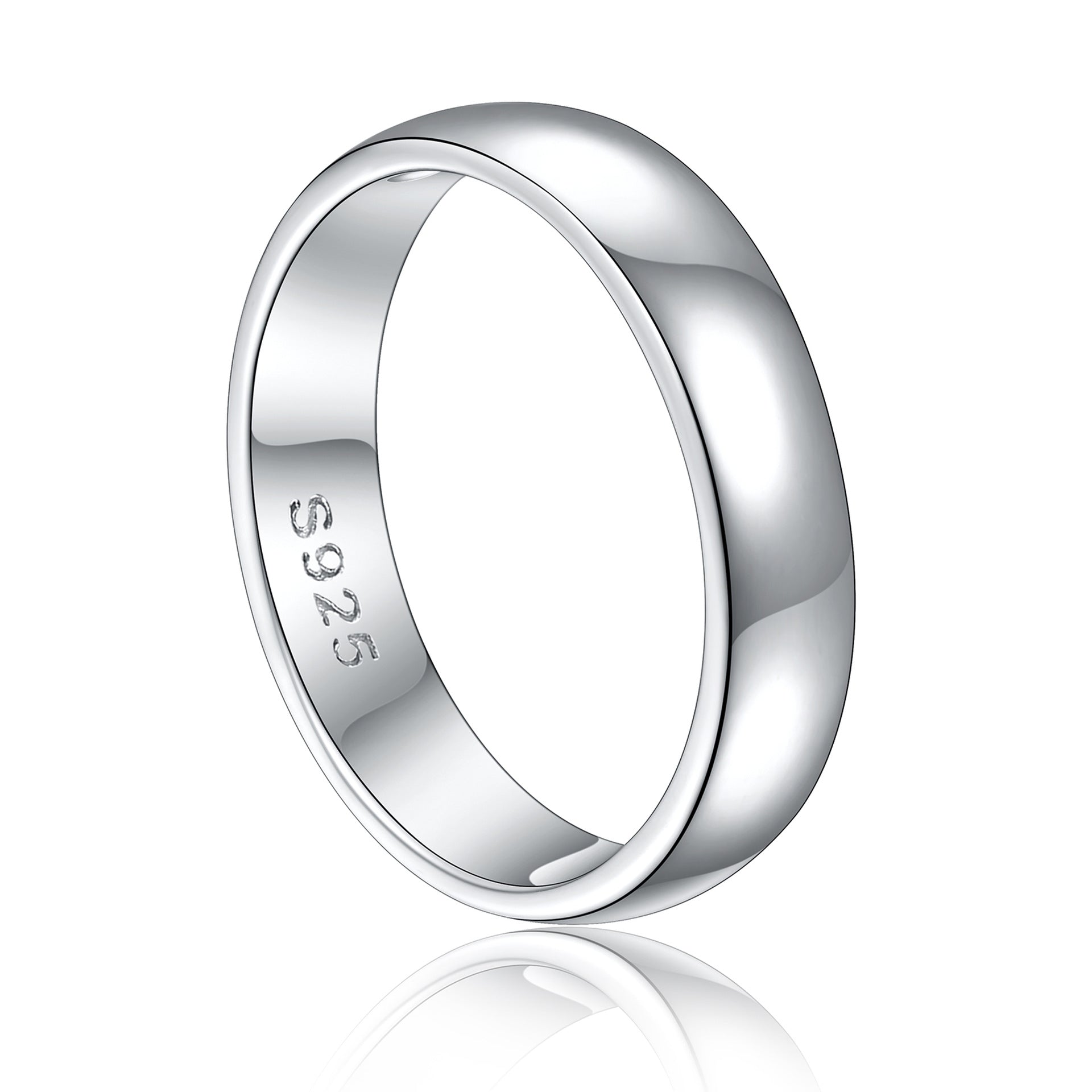 Stylish Curved Polished 925 Sterling Silver Plain Band - Women's Statement Ring