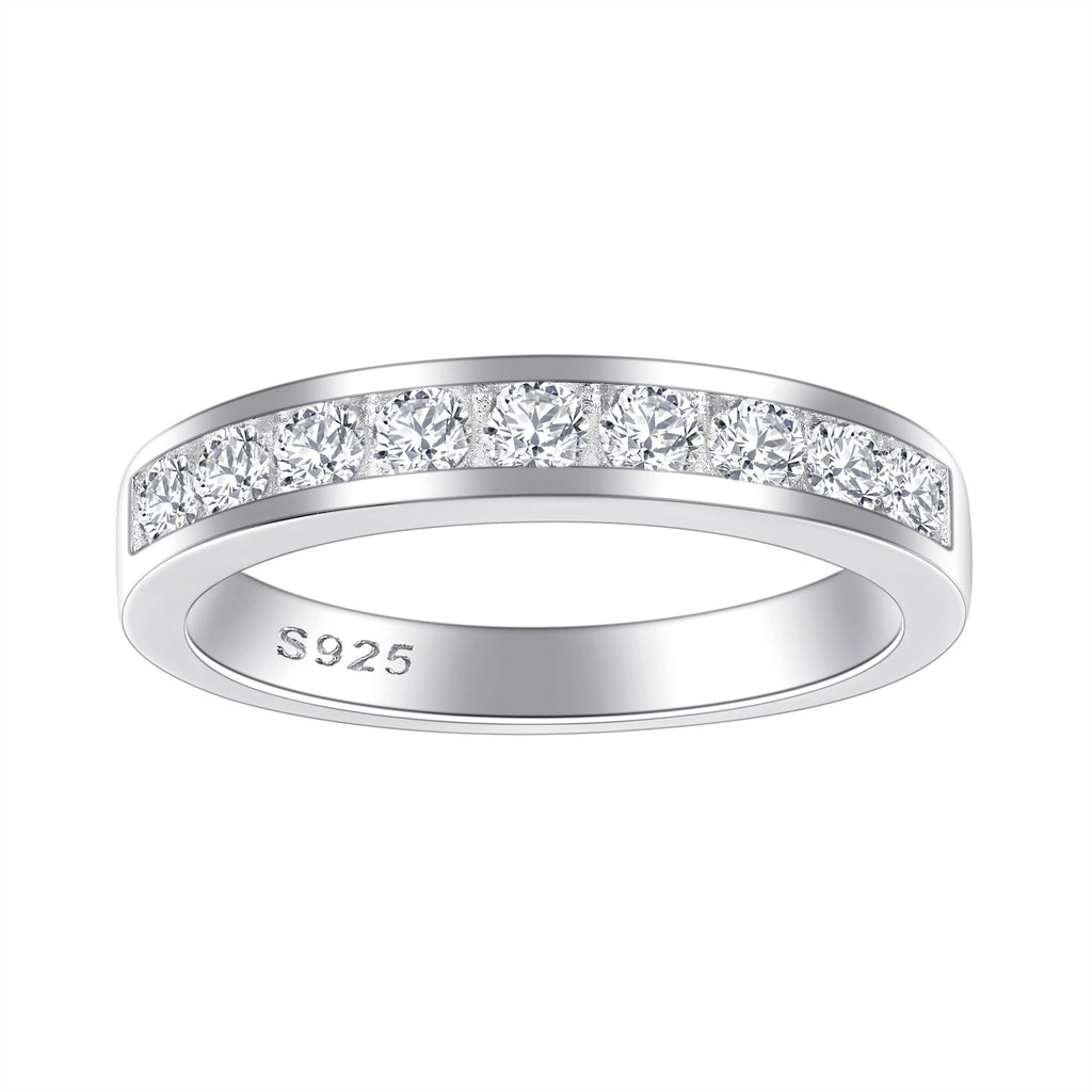 925 Sterling Silver Stackable Band Ring Set - 5A Cubic Zirconia 1.2ct, Timeless Elegant Luxury Style