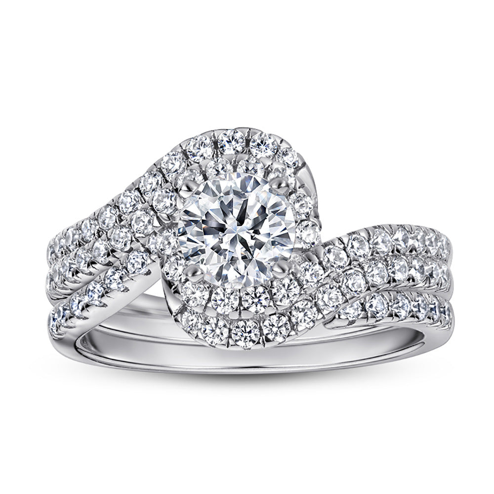 Bestselling 925 Sterling Silver Ring Set | Women's Twisted Shank Pave CZ Jewelry