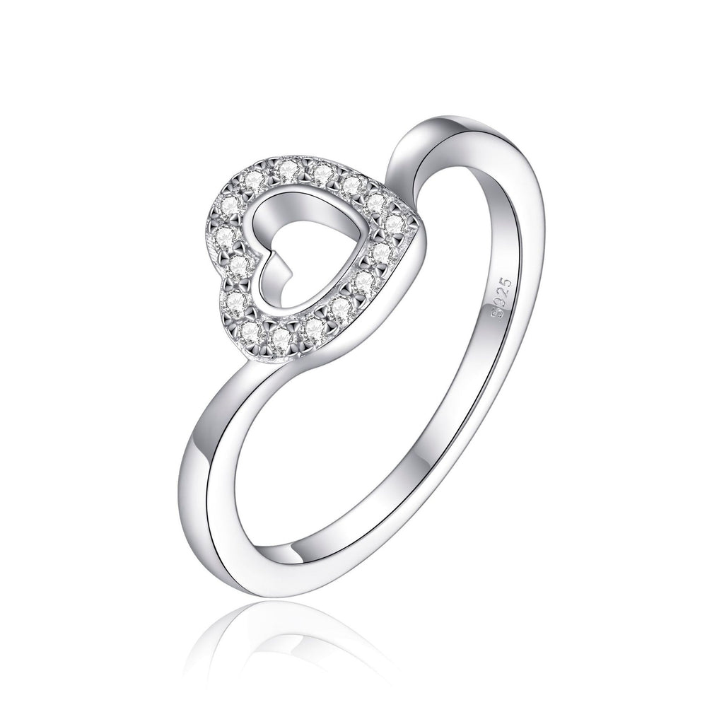 Designer 925 Sterling Silver Filigree CZ Heart Ring for Women