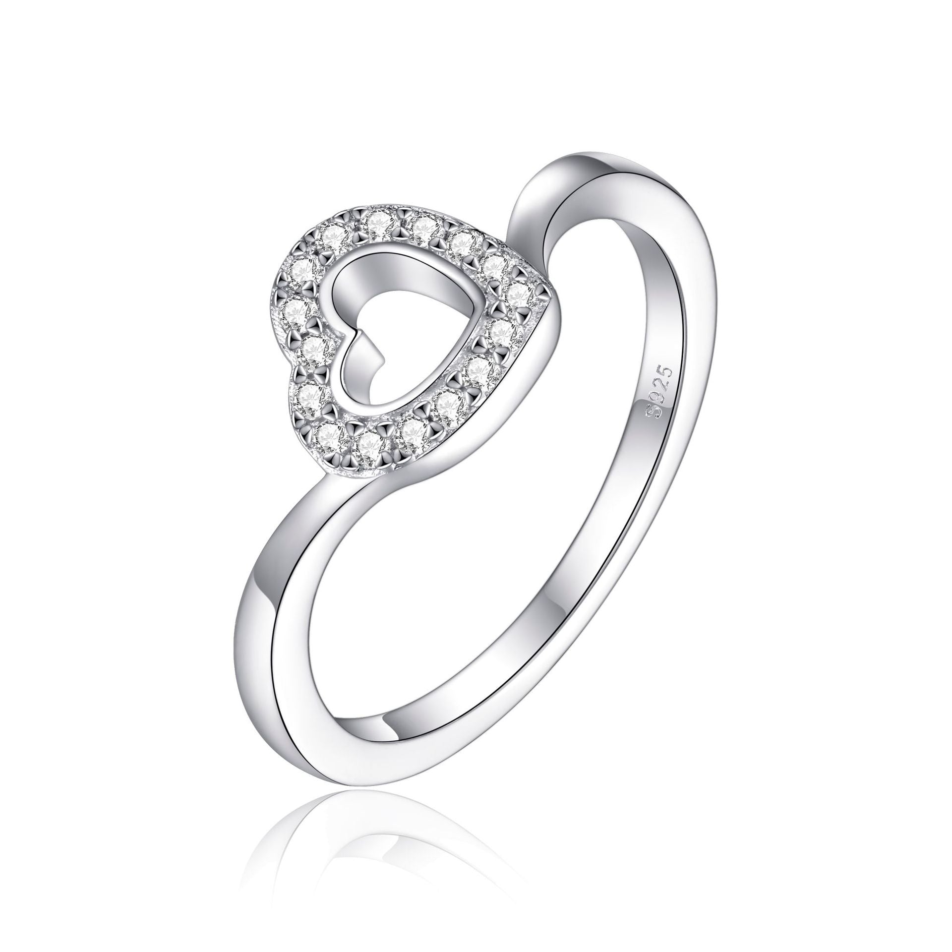 Designer 925 Sterling Silver Filigree CZ Heart Ring for Women