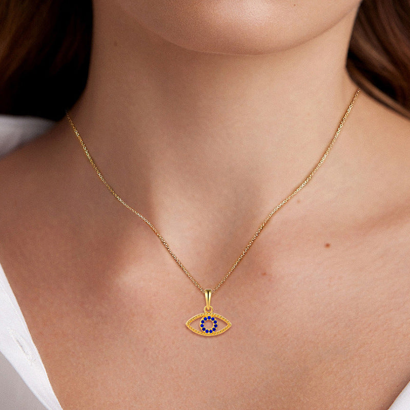 Evil Eye Silver Necklace for Women - S925 Sterling Silver Protective Dainty Choker