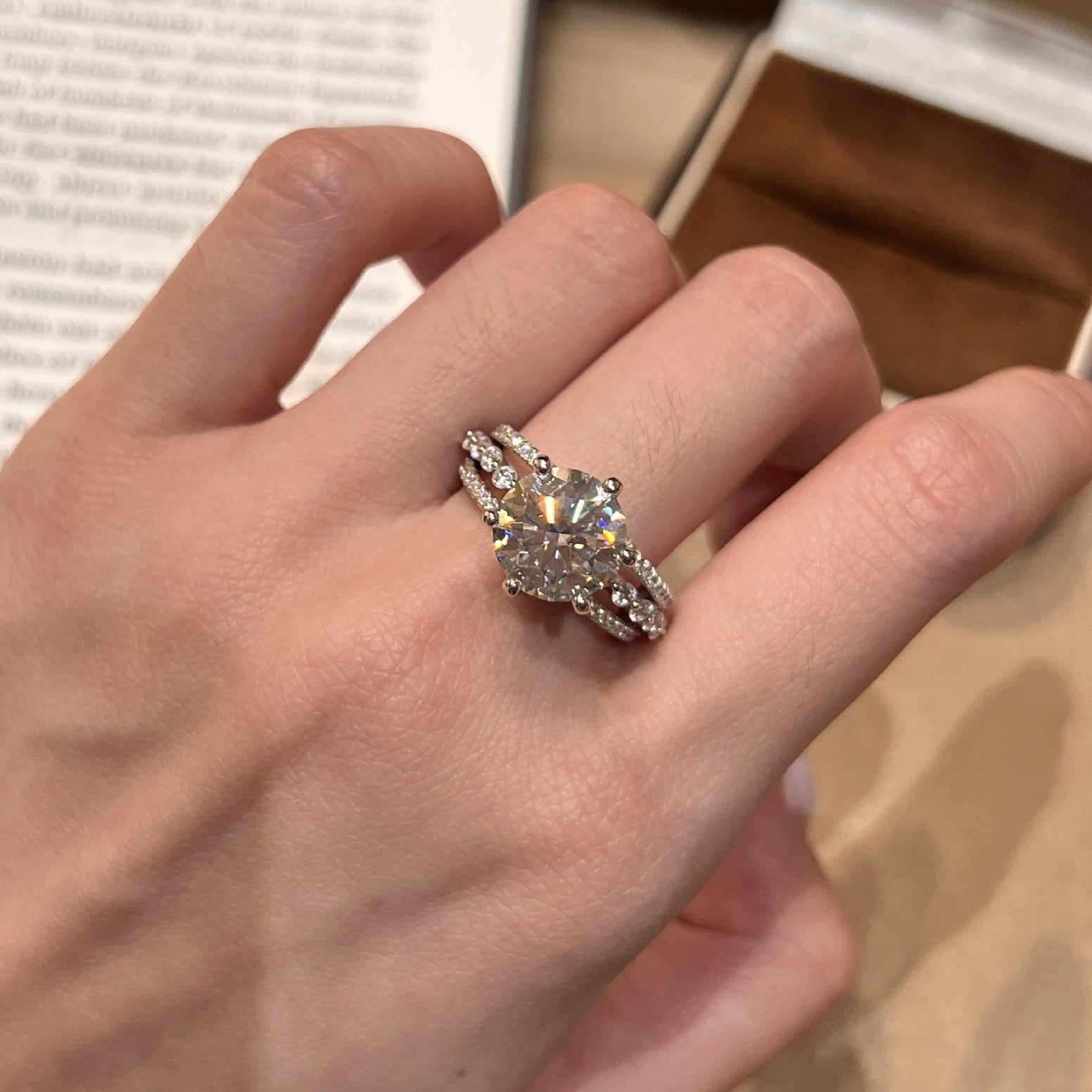 Avalon 5-Carat Moissanite Engagement Ring for Women, Sterling Silver Wedding Band, 11mm Light Luxury Solitaire Jewelry