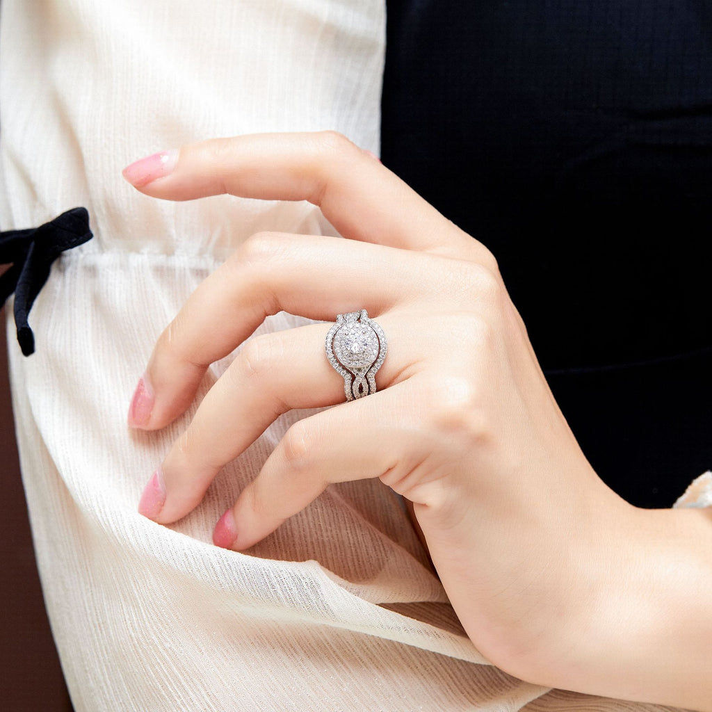 Bestselling 925 Sterling Silver 3-Piece Stackable CZ Ring Set | Women's Wedding Band Set