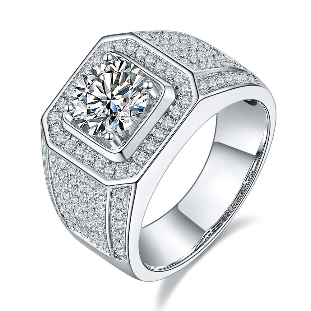King's Blaze™ Full Pave Moissanite Ring – 925 Silver Hip Hop Jewelry