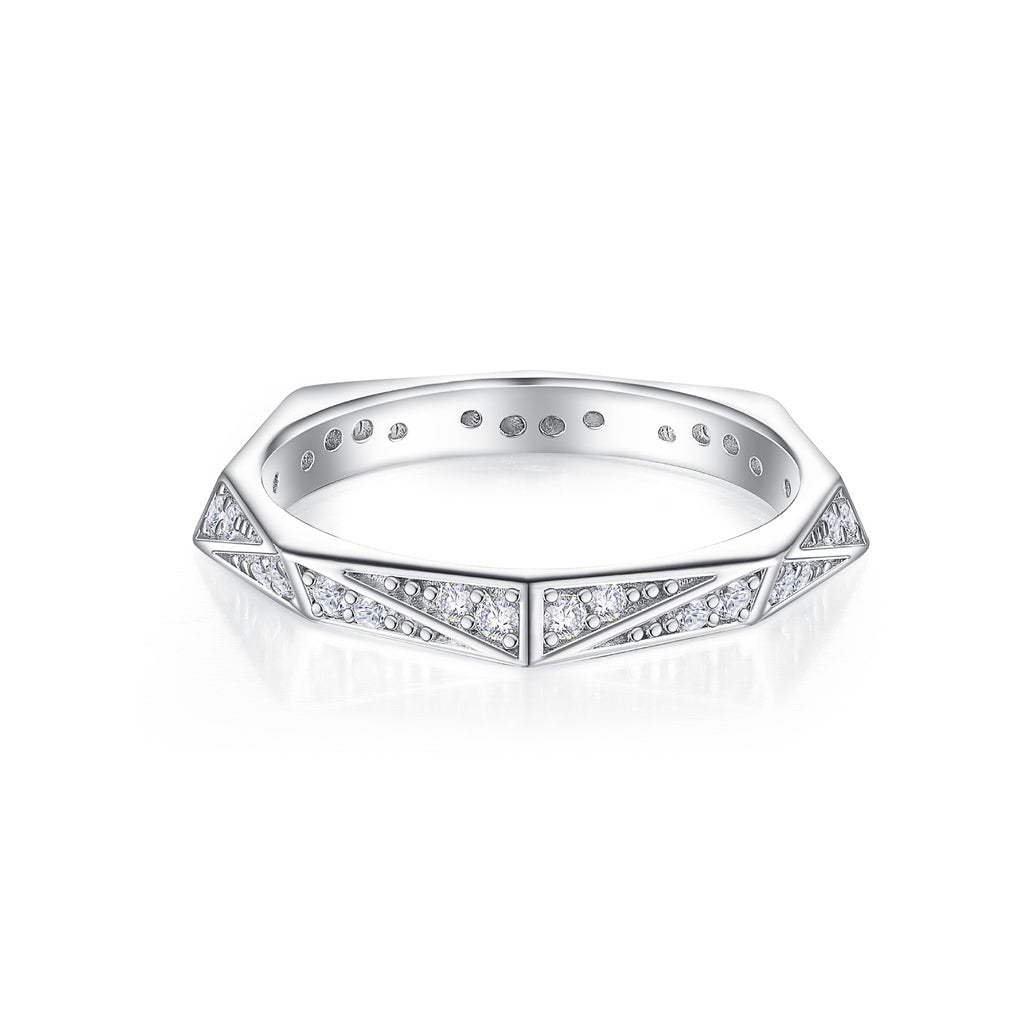 925 Sterling Silver Full Pave CZ Eternity Band | Women's Wedding Ring, Full Circle Diamond-Look Ring