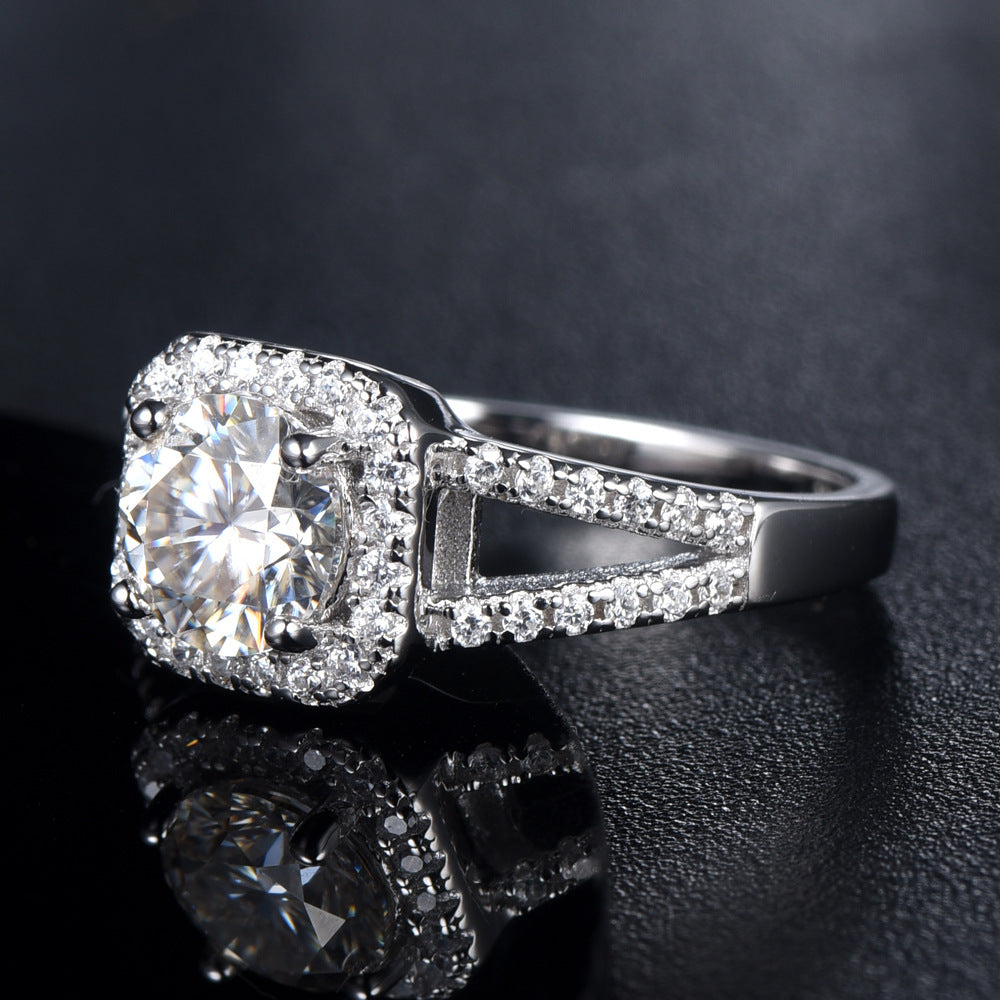 D Color Moissanite Engagement Ring for Women – 925 Sterling Silver Diamond Alternative