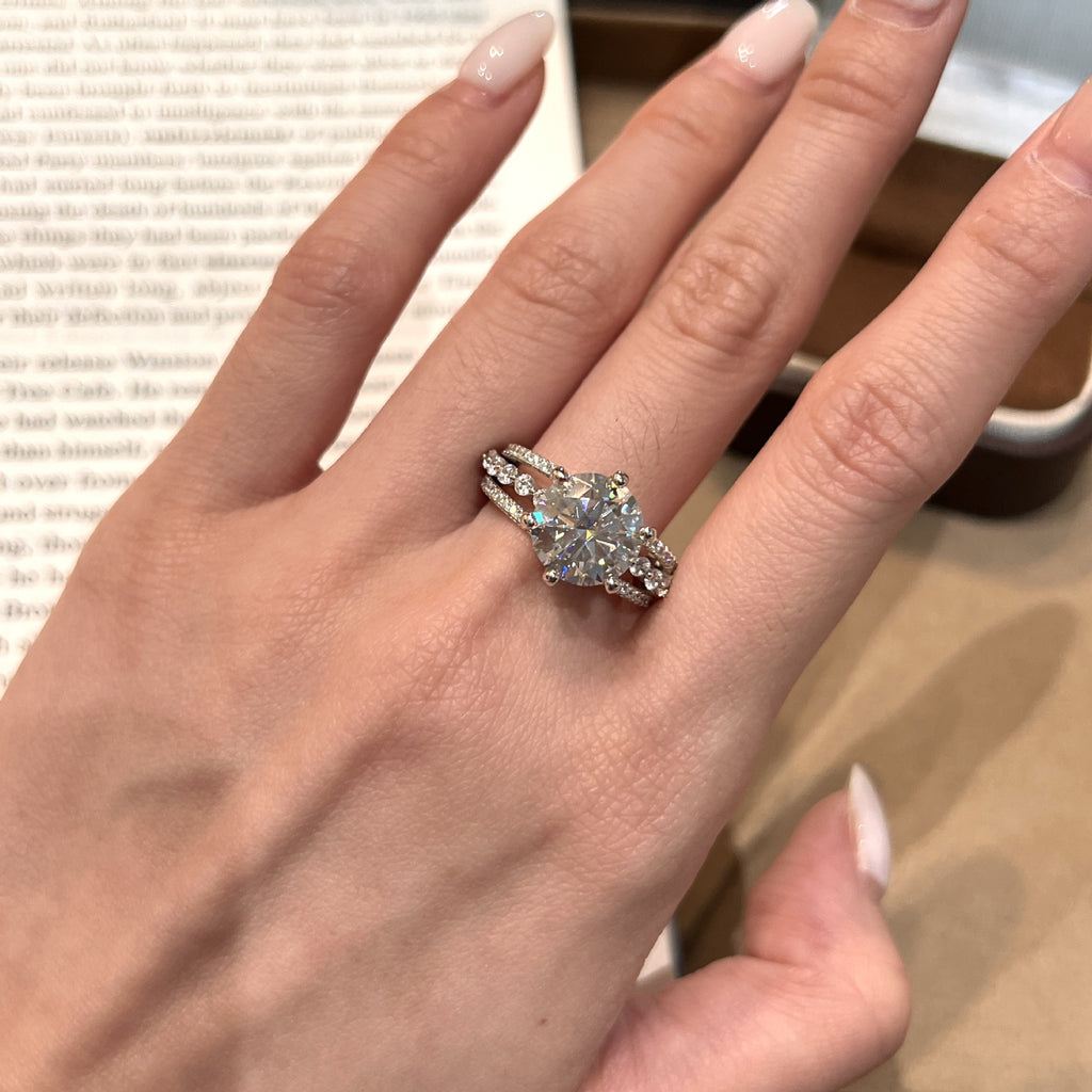 Avalon 5-Carat Moissanite Engagement Ring for Women, Sterling Silver Wedding Band, 11mm Light Luxury Solitaire Jewelry