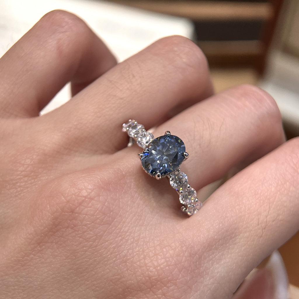 7x9mm Oval Cut Moissanite Ring| 2 Carat 925 Silver Women's Fashion Ring