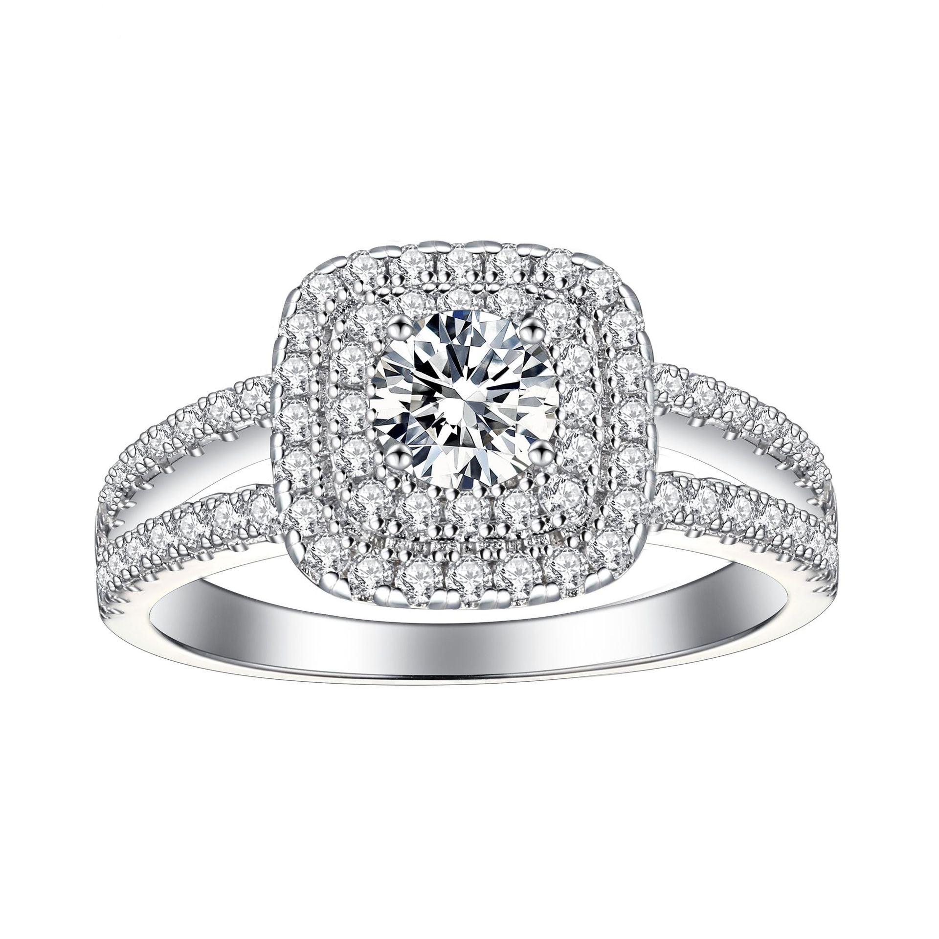 2-in-1 925 Sterling Silver Wedding Ring Set for Women - Bridal Combo Ring