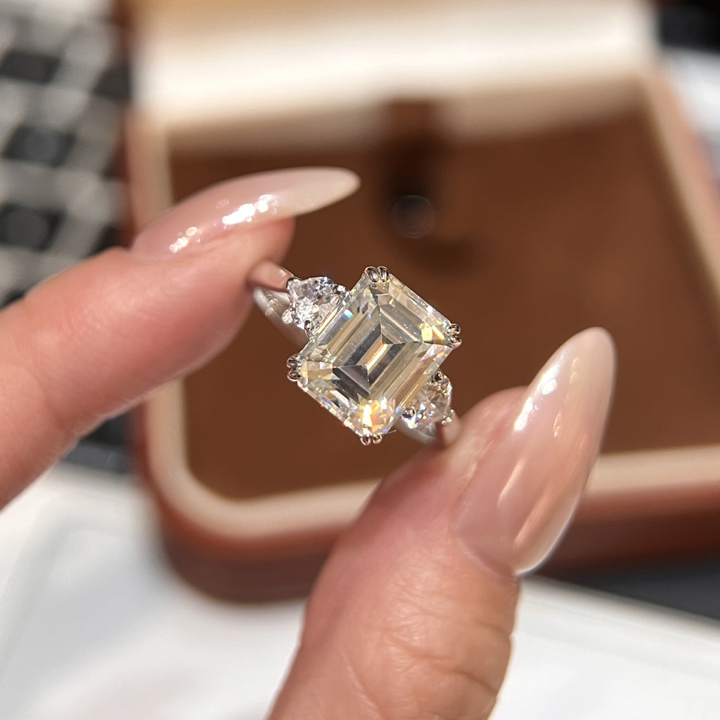 4 Ct Cushion Cut Moissanite Ring in 925 Sterling Silver, 8x10mm Wedding Engagement Band, Luxury Fashion Jewelry Gift for Women