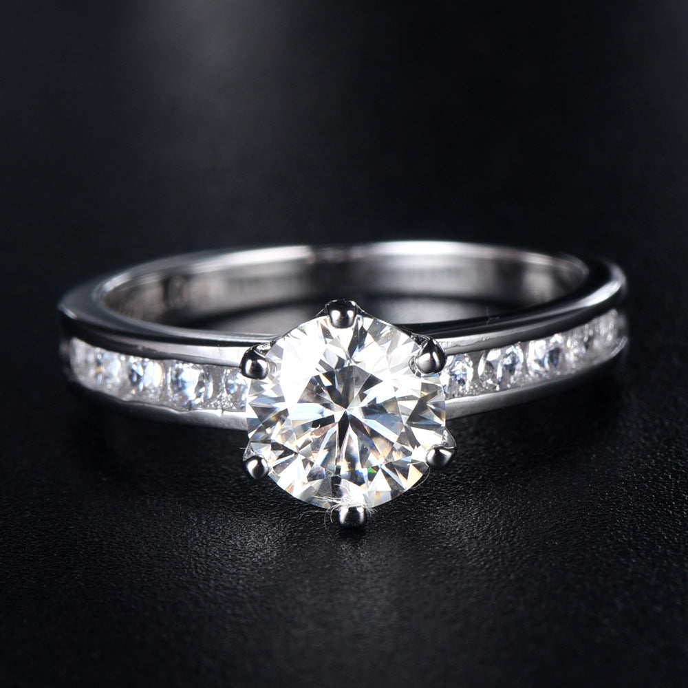 Multi-Stone Moissanite Wedding Band – Sterling Silver Luxury Ring with Certificate