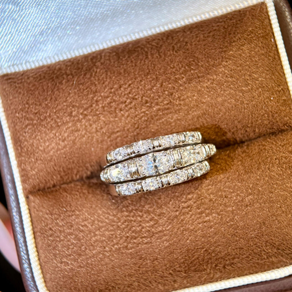 Stackable Starburst Ring for Women, S925 Sterling Silver Three-in-One Ring Set