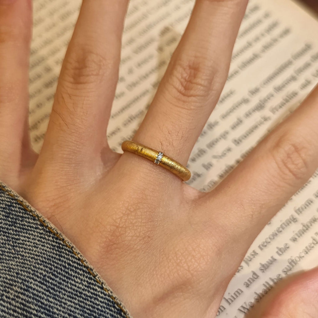 Vintage Italian Brushed 925 Sterling Silver Ring for Women