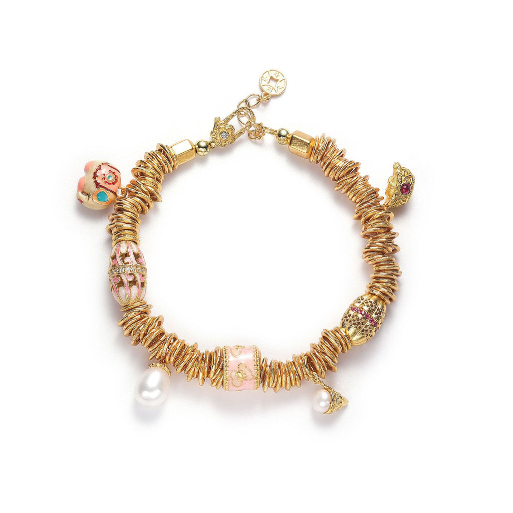 Coil Wrap Bracelet for Women, S925 Gold Plated Modern Chinese Style Jewelry