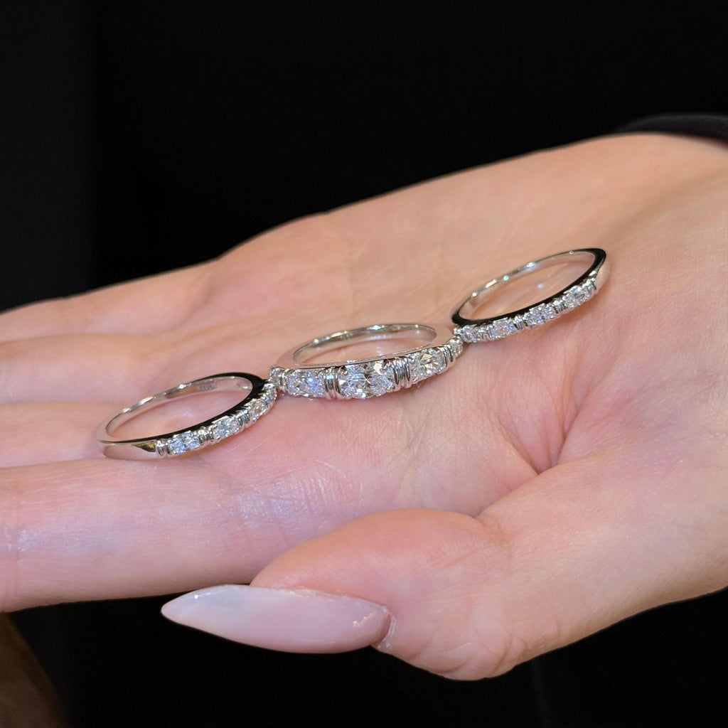 Stackable Starburst Ring for Women, S925 Sterling Silver Three-in-One Ring Set