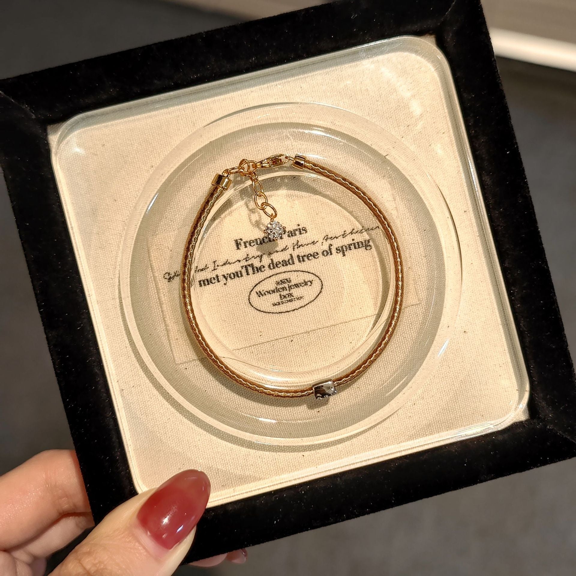 ‌S925 Sterling Silver Square-Cut Cubic Zirconia Chain Bracelet