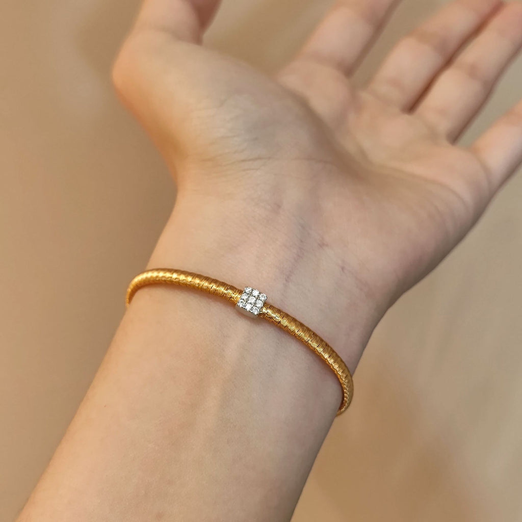 ‌S925 Sterling Silver Square-Cut Cubic Zirconia Chain Bracelet