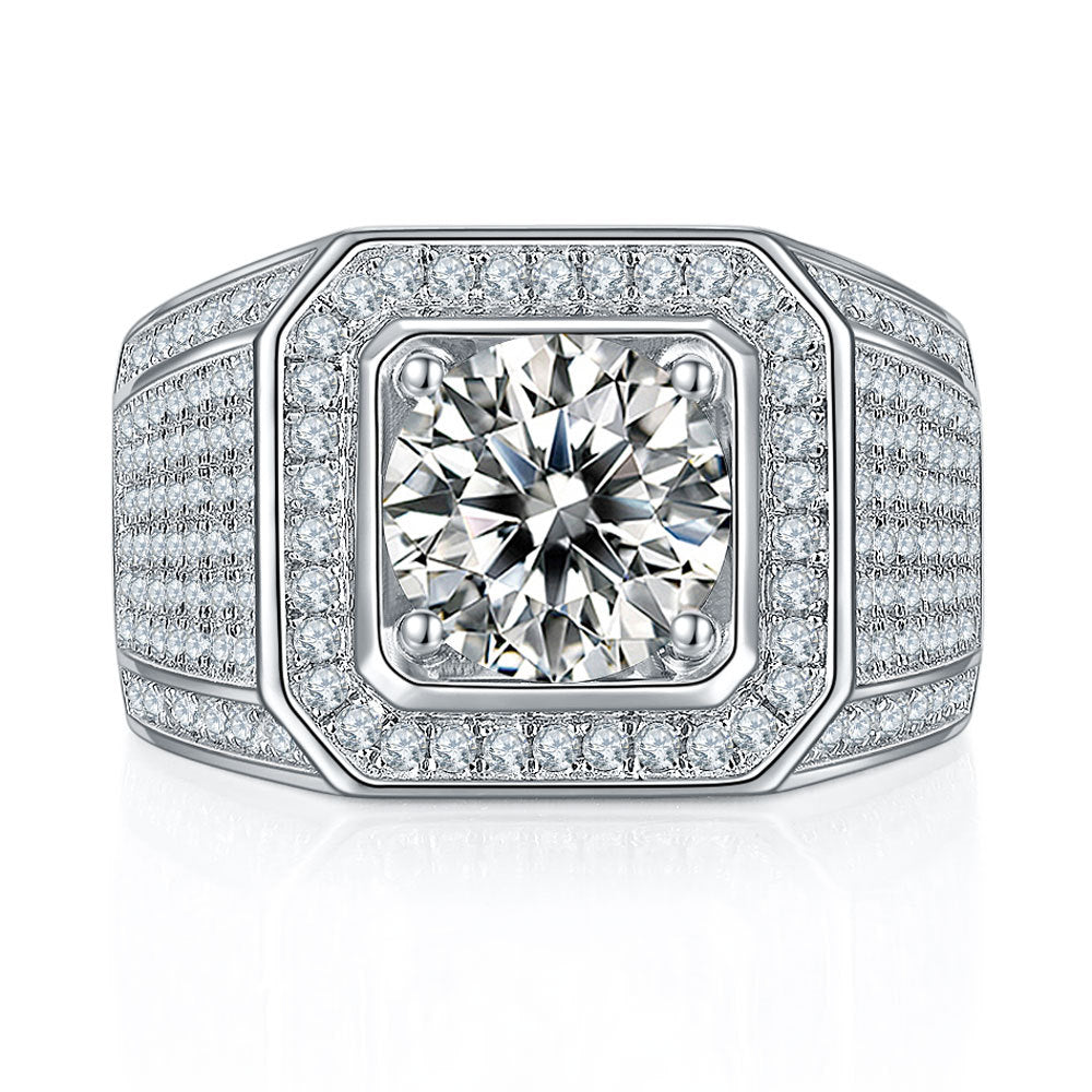 Titan Blaze™ Full Pave Moissanite Ring - 925 Silver Men's Statement Jewelry