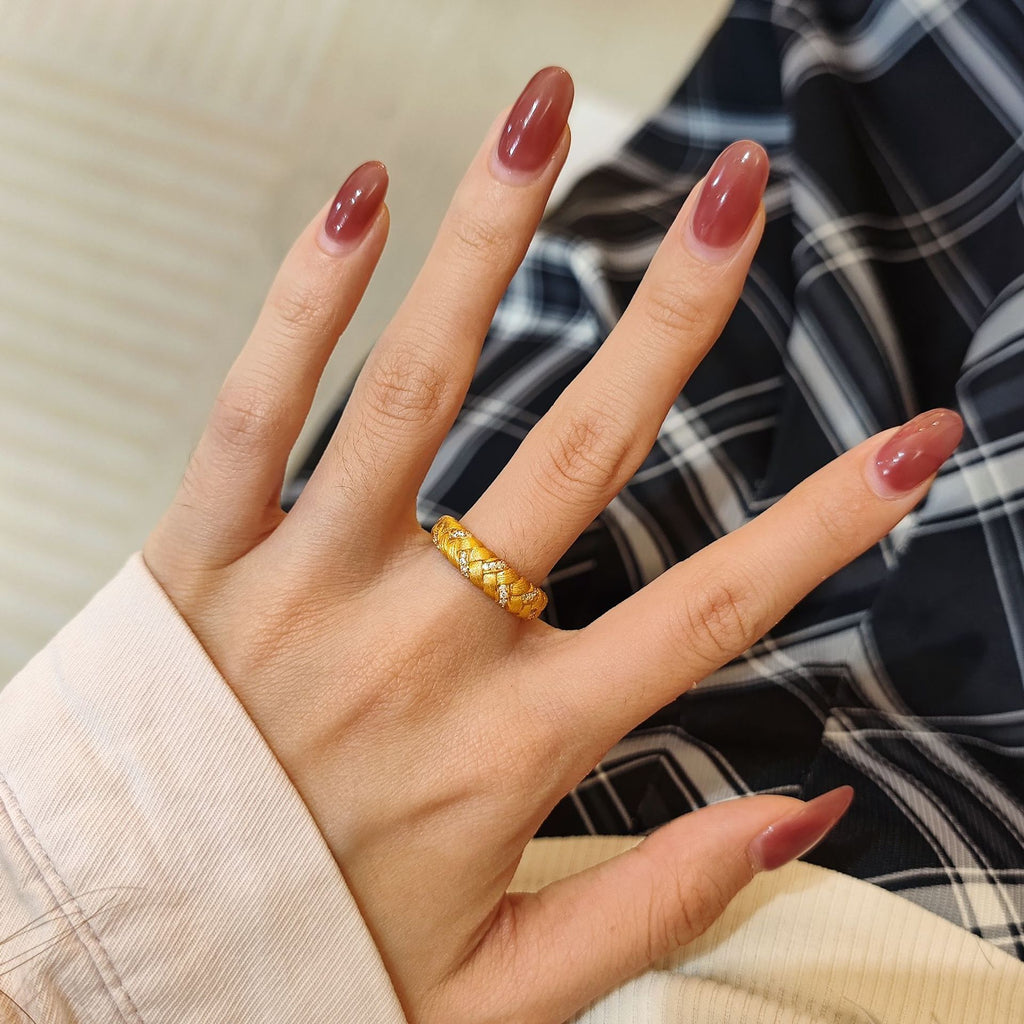Women's Wheat Braided Ring, Gold Plated Sterling Silver, Textured Band