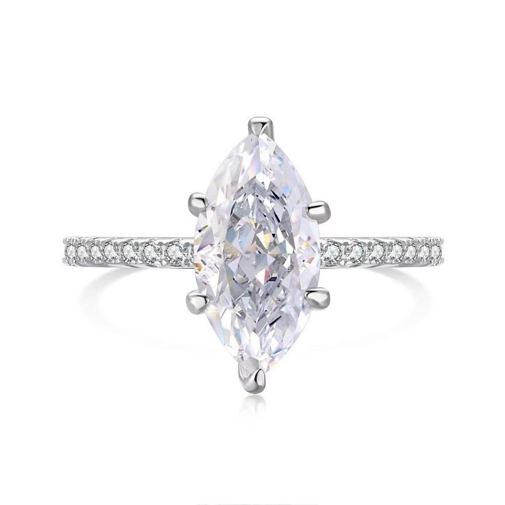 2 Carat Marquise Cut Moissanite Solitaire Ring in S925 Sterling Silver