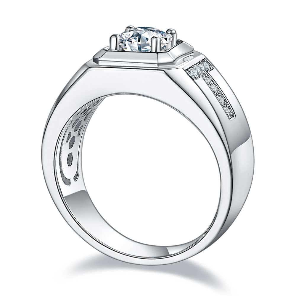 Titan Ridge™ 1 Carat Moissanite Ring - 925 Silver Wide Band for Men