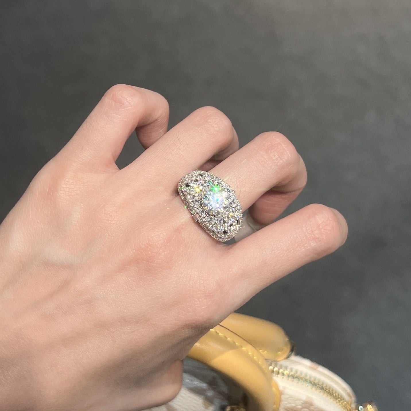 AuraBurst™ 2-Carat Moissanite Ring in Sterling Silver - Elaborate Floral Halo