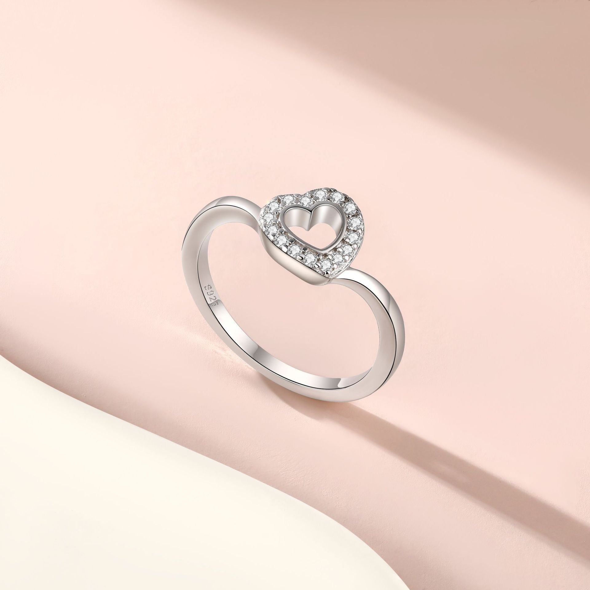 Designer 925 Sterling Silver Filigree CZ Heart Ring for Women