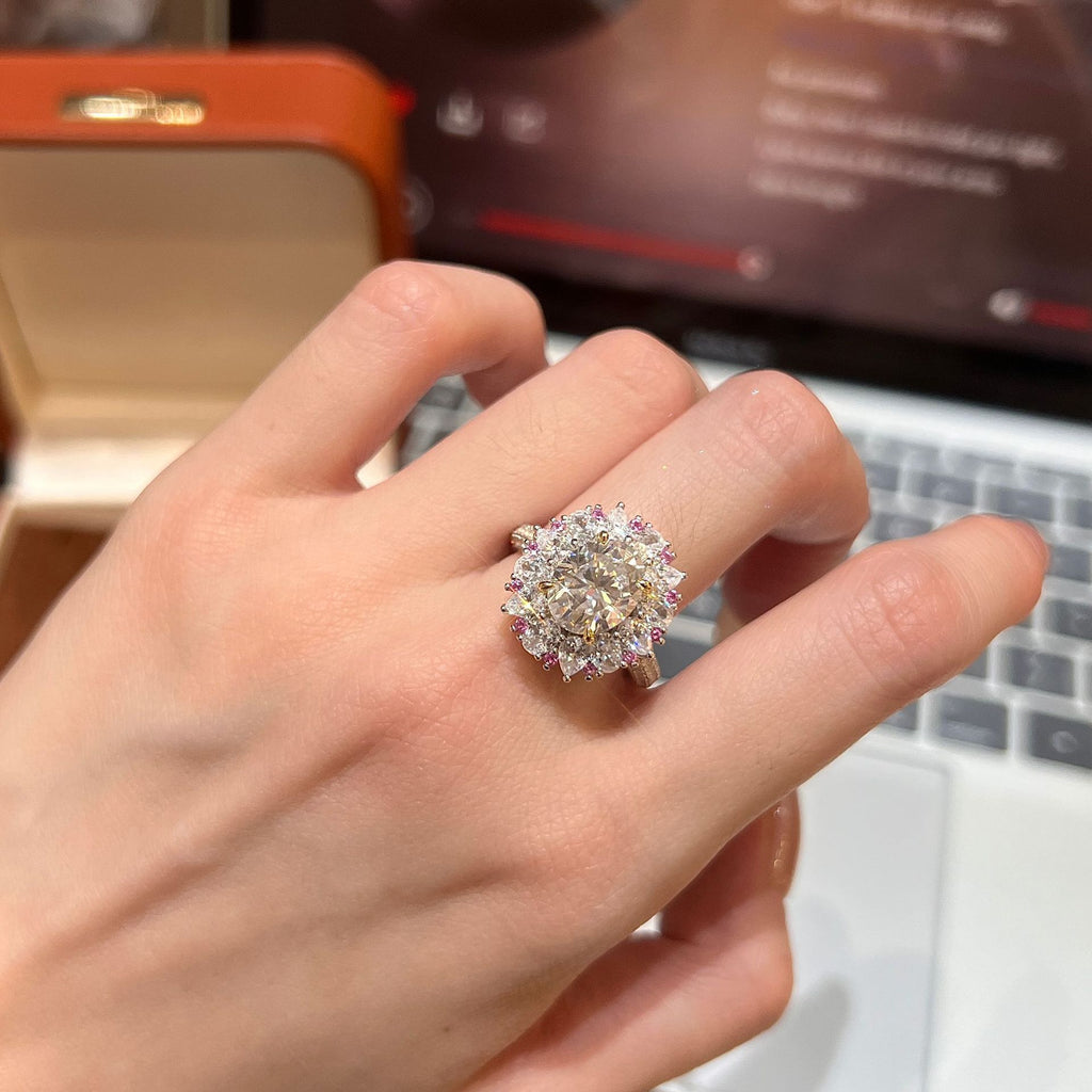 Dazzling 3 Carat Oval Moissanite Ring | Elegant Floral Solitaire in Sterling Silver