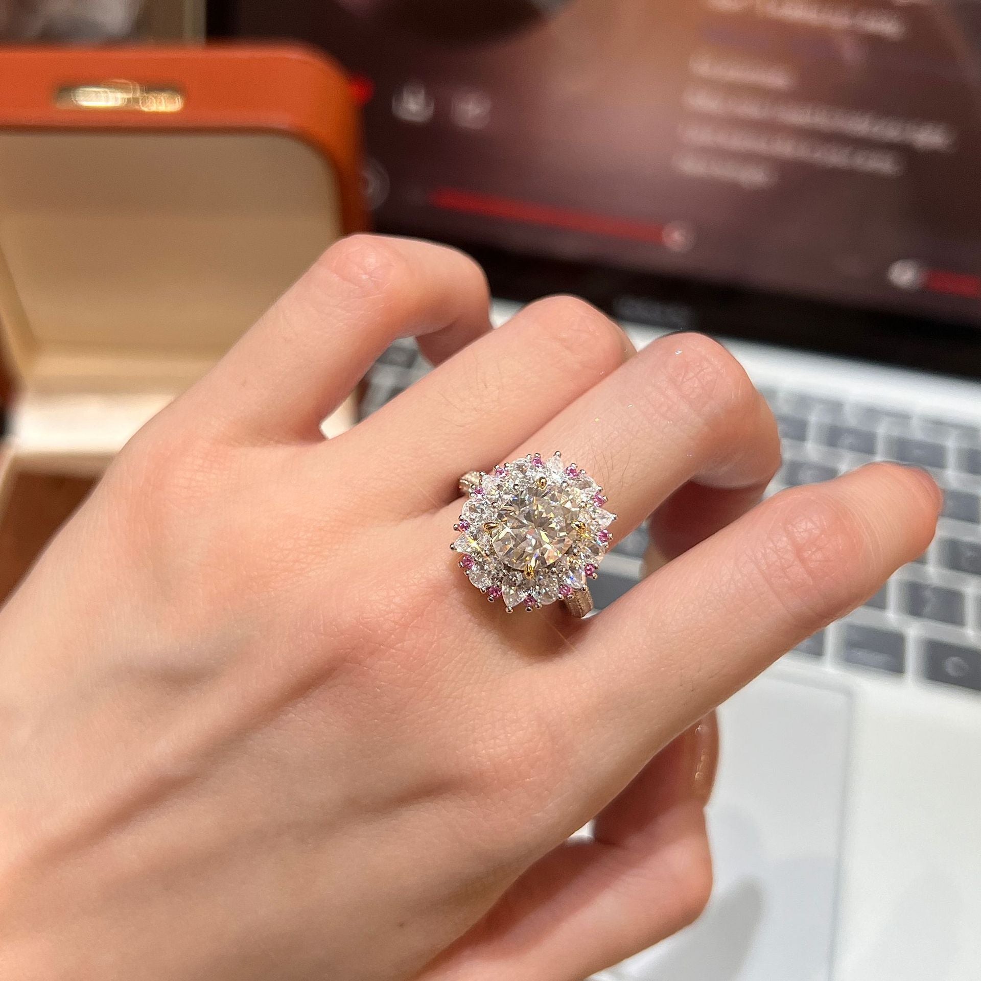 Dazzling 3 Carat Oval Moissanite Ring | Elegant Floral Solitaire in Sterling Silver