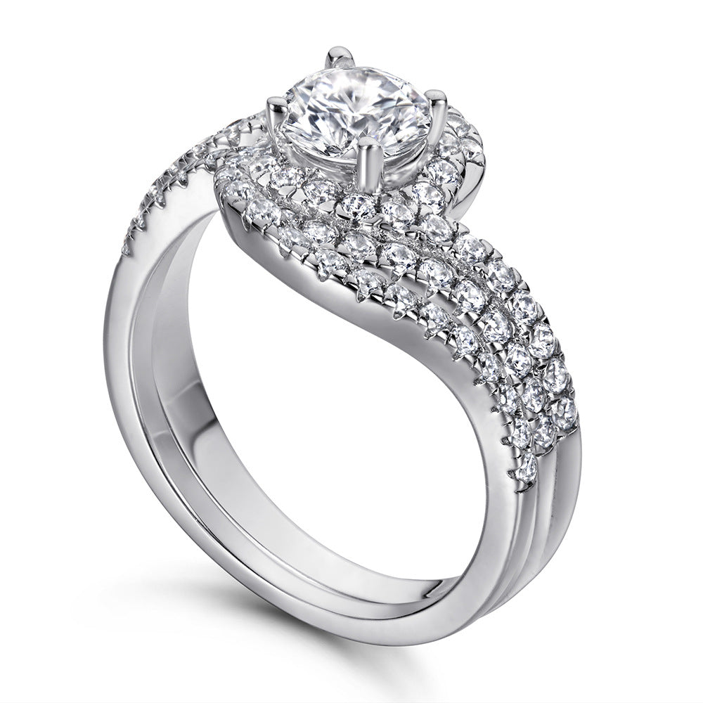 Bestselling 925 Sterling Silver Ring Set | Women's Twisted Shank Pave CZ Jewelry