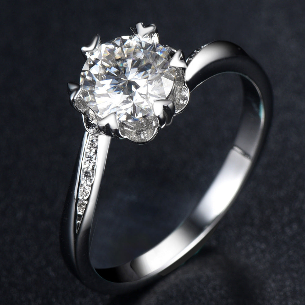 Snowflake Moissanite Engagement Ring - 1 Carat Twisted Band in Sterling Silver for Her