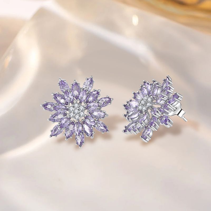 Y2K Chunky Zircon Hoop Earrings, 925 Silver Retro Drop Earrings for Women