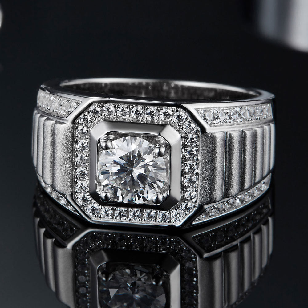Men’s Moissanite Ring – 925 Sterling Silver Minimalist Band, Durable & Stylish
