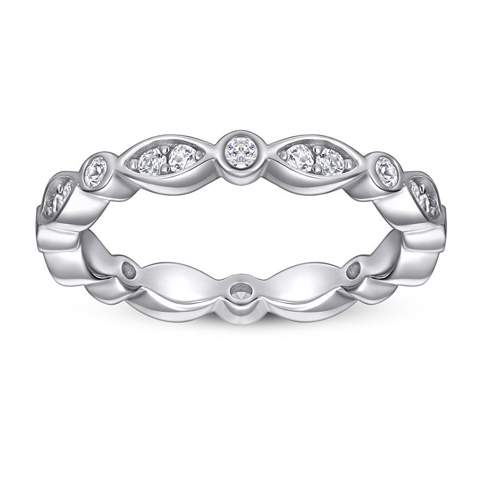 Women's Thick Gold Plated 925 Sterling Silver Marquise Full Pave Ring | White/Rose Gold Tone, Eternity Band for Wedding & Index Finger